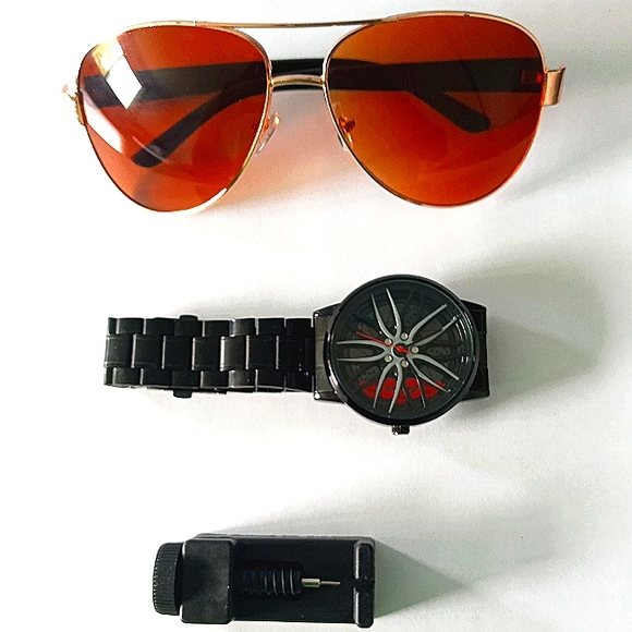 Car Wheel Rim Watch Quartz Men's Sports Watch - Picture 5 of 6